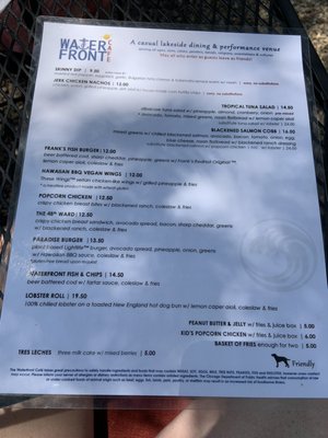 Menu photo 2 The Waterfront Cafe Chicago, IL Menu photo 2 The Waterfront Cafe Chicago, IL