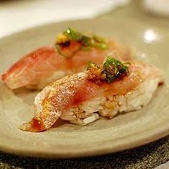 Mutsumi - Kamasu (baracuda) topped with green onion, a dash of soy sauce, and a little bit of ginger - Japanese Near Me - Chatsworth, California