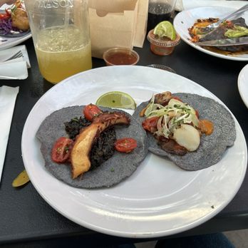 Holbox - Taco De Pulpo En Su Tinta and Scallop Taco - Latin American Near Me - Los Angeles, California Holbox - Taco De Pulpo En Su Tinta and Scallop Taco - Latin American Near Me - Los Angeles, California