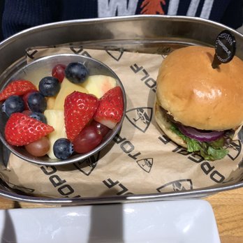 Topgolf - Kids 2oz burger with fruit - Golf Near Me - Oklahoma City, Oklahoma Topgolf - Kids 2oz burger with fruit - Golf Near Me - Oklahoma City, Oklahoma