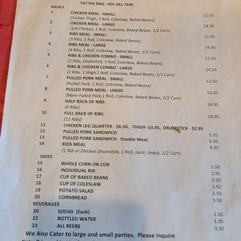 Fat Pig BBQ - Menu - Barbeque Near Me - Edmonds, Washington Fat Pig BBQ - Menu - Barbeque Near Me - Edmonds, Washington
