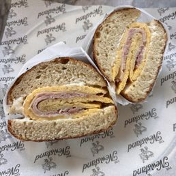 Rosemary ham bagel sandwich Rosemary ham bagel sandwich