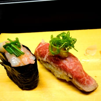 Cafe Japan - Sweet Prawn Sushi & Wagyu Beef Nigiri. Melted in my mouth, making me hungry just remembering it. - Japanese Near Me - London, XGL Cafe Japan - Sweet Prawn Sushi & Wagyu Beef Nigiri. Melted in my mouth, making me hungry just remembering it. - Japanese Near Me - London, XGL