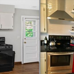 Stove area before (left) vs. after (right)