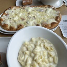 Mac & Cheese and four cheese flatbread pizza