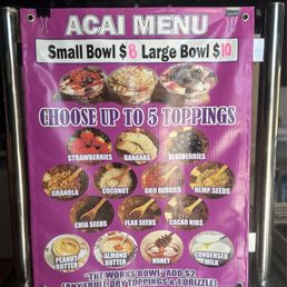 Açaí Menu