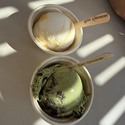Matcha Oreo and mango sticky rice ice cream