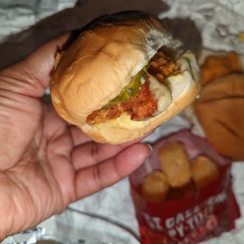 Sheetz - a hand holding a sandwich and french fries - Gas Stations Near Me - Ashburn, Virginia