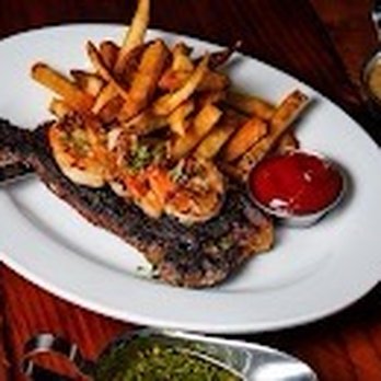 City Coffee & Bar - Mar y Tierra (NY Strip, Shrimp & peppercorn with Chimichurri sauce - Cocktail Bars Near Me - New York, New York City Coffee & Bar - Mar y Tierra (NY Strip, Shrimp & peppercorn with Chimichurri sauce - Cocktail Bars Near Me - New York, New York