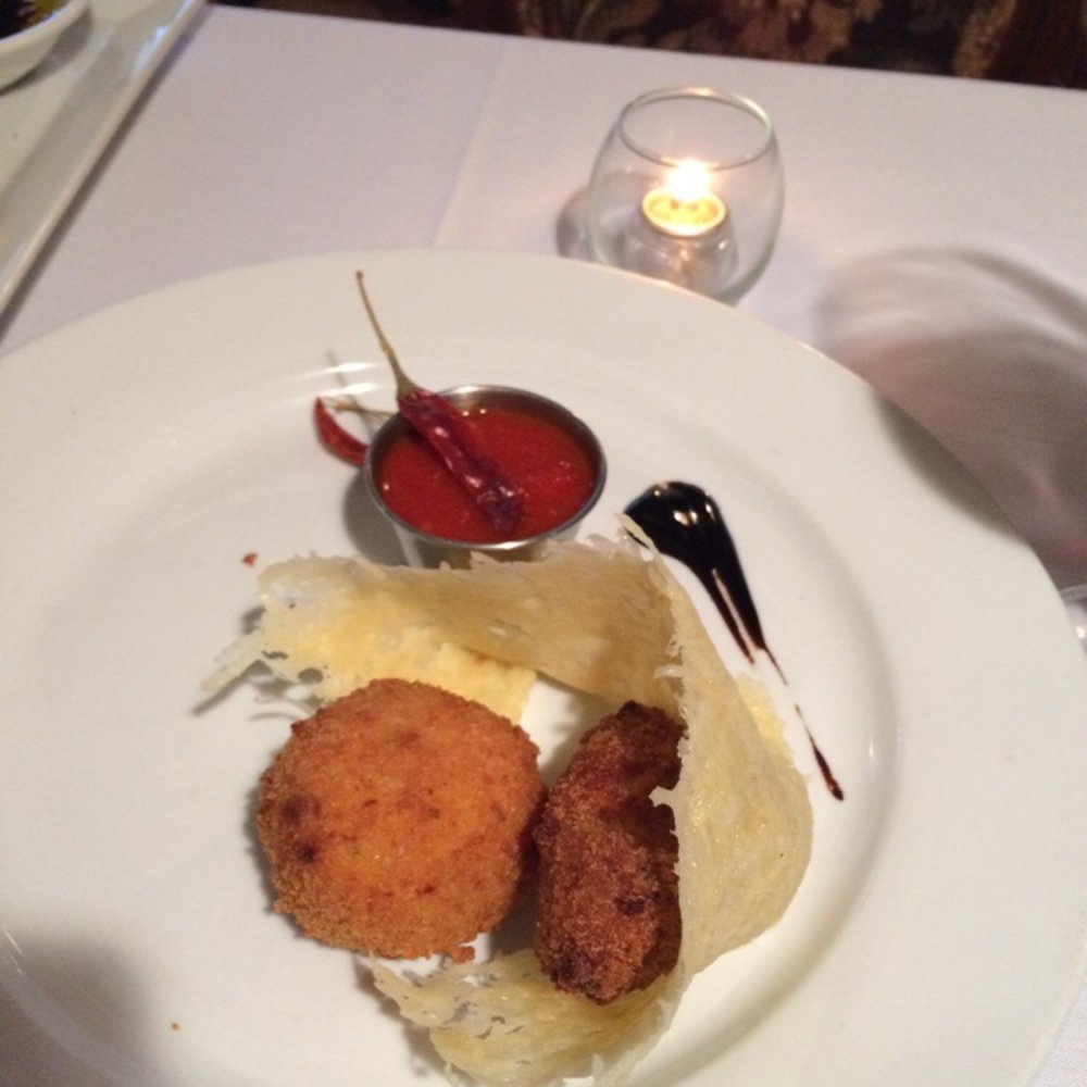 Ristorante Euno - Veal ragu stuffed arancini ball and potato, cheese and truffle oil ball to start. Words can't describe how great these are! - Italian Near Me - Boston, Massachusetts Ristorante Euno - Veal ragu stuffed arancini ball and potato, cheese and truffle oil ball to start. Words can't describe how great these are! - Italian Near Me - Boston, Massachusetts