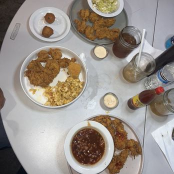Southern Love - Catfish Plate(s) with baked beans, cabbage, Mac n cheese, and hush puppies plus 3 nearly empty jars of their delicious Arnold Palmers. - Southern Near Me - Honolulu, Hawaii Southern Love - Catfish Plate(s) with baked beans, cabbage, Mac n cheese, and hush puppies plus 3 nearly empty jars of their delicious Arnold Palmers. - Southern Near Me - Honolulu, Hawaii
