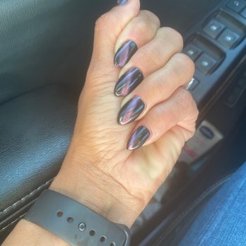 Enchanted Nail Salon - Acrylic Fill with cat eye polish - Nail Salons Near Me - Orange, California
