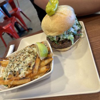 Athenian burger & feta fries
