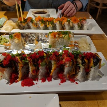 Akebono - Angel roll, Baked Alaska special, and Red Dragon roll. - Japanese Near Me - Sacramento, California