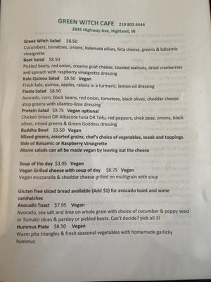 Menu photo 1 The Green Witch Cafe Highland, IN Menu photo 1 The Green Witch Cafe Highland, IN