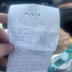 Publix Super Markets - Receipt for tenders