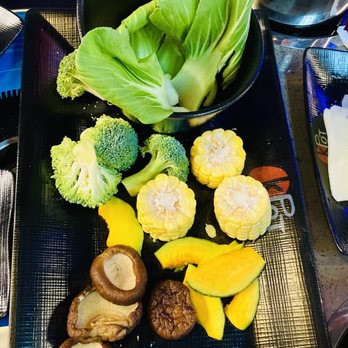 KPOT Korean BBQ & Hot Pot - Hot Pot Vegetable Selections: Bok Choy, Fresh Corn, Sliced Pumpkins, Shiitake Mushroom, and Broccoli - Barbeque Near Me - Roanoke, Virginia KPOT Korean BBQ & Hot Pot - Hot Pot Vegetable Selections: Bok Choy, Fresh Corn, Sliced Pumpkins, Shiitake Mushroom, and Broccoli - Barbeque Near Me - Roanoke, Virginia