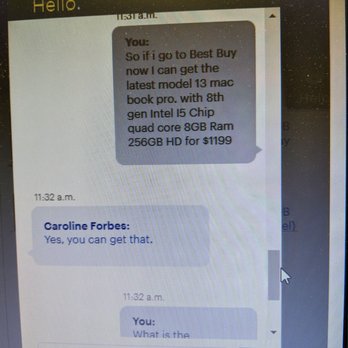 Best Buy - Gilbert - Proof that Best Buy Customer Chat said I could get Mac Book Pro for 1199 - Electronics Near Me - Gilbert, Arizona Best Buy - Gilbert - Proof that Best Buy Customer Chat said I could get Mac Book Pro for 1199 - Electronics Near Me - Gilbert, Arizona