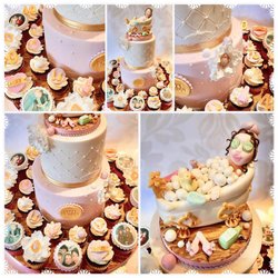 Sparkle Cupcakes - Luxury 2 Tier Birthday Cake with full size and mini cupcakes to match