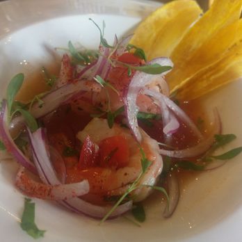 Maison Pucha Bistro - Shrimp ceviche with plantain chips - French Near Me - Houston, Texas