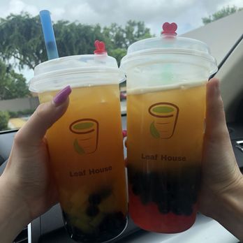Leaf House - Mango iced tea with Passion fruit jelly and boba - Bubble Tea Near Me - Cooper City, Florida Leaf House - Mango iced tea with Passion fruit jelly and boba - Bubble Tea Near Me - Cooper City, Florida