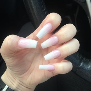 Legends Nails & Spa - Pink and white ombré coffin by Tom - Nail Salons Near Me - Rancho Cucamonga, California Legends Nails & Spa - Pink and white ombré coffin by Tom - Nail Salons Near Me - Rancho Cucamonga, California