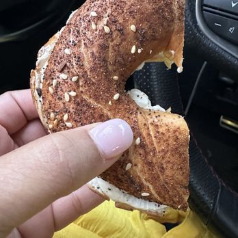 Dunkin' - Everything bagel with cream cheese that I received - Coffee & Tea Near Me - Mint Hill, North Carolina Dunkin' - Everything bagel with cream cheese that I received - Coffee & Tea Near Me - Mint Hill, North Carolina