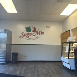 Sugo Mio Pizza & Pasta - Sugo Mio logo in their lobby.