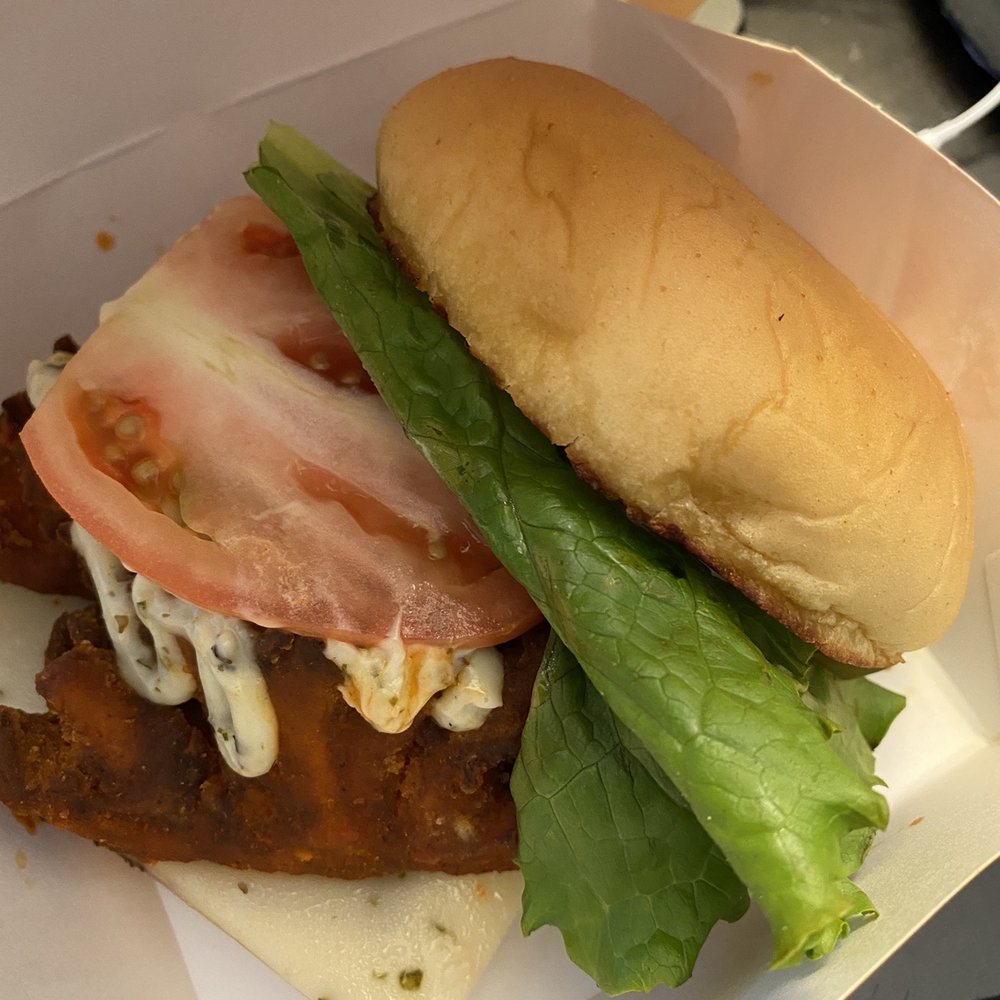 PLNT Burger - Spicy Chik N FunGuy Sandwich - Vegan Near Me - Columbia, Maryland PLNT Burger - Spicy Chik N FunGuy Sandwich - Vegan Near Me - Columbia, Maryland