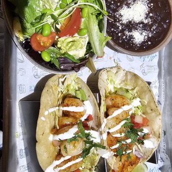 Pacific Catch - Grilled shrimp tacos with miso dressing side salad - Seafood Near Me - Mountain View, California