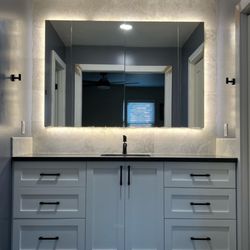 Bathroom remodel, new custom vanity, tile