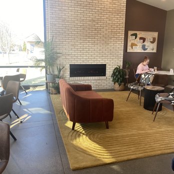 Coffeehouse Five - Interior with fire feature - Coffee & Tea Near Me - Greenwood, Indiana