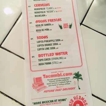 Tacombi - Menu 9/23/20 - Mexican Near Me - Brooklyn, New York Tacombi - Menu 9/23/20 - Mexican Near Me - Brooklyn, New York