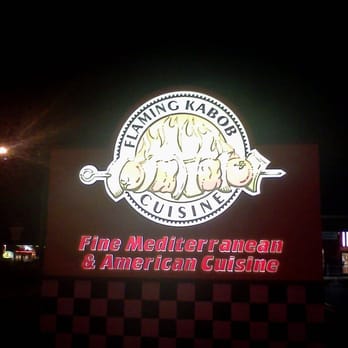 Flaming Kabob - Sign at night - Mediterranean Near Me - Mesa, Arizona