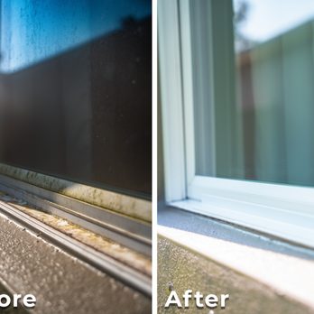 Shine Bright Windows - Before and after cleaning a dirty window frame and window sill. - Window Washing Near Me Shine Bright Windows - Before and after cleaning a dirty window frame and window sill. - Window Washing Near Me