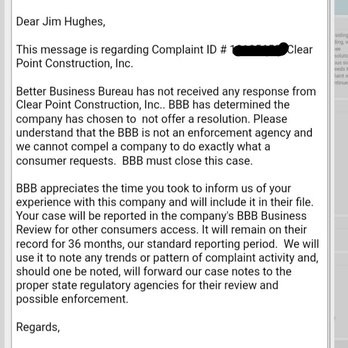 Clear Point Construction - a screenshot of a message sent to a customer - Roofing Near Me - Alexandria, Minnesota Clear Point Construction - a screenshot of a message sent to a customer - Roofing Near Me - Alexandria, Minnesota