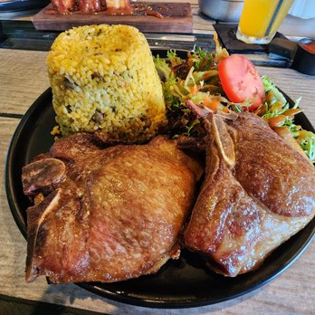 Raices Restaurant - OMG... could it be any better??? Pork chops, arroz con gandules and salad. - Caribbean Near Me - Worcester, Massachusetts Raices Restaurant - OMG... could it be any better??? Pork chops, arroz con gandules and salad. - Caribbean Near Me - Worcester, Massachusetts