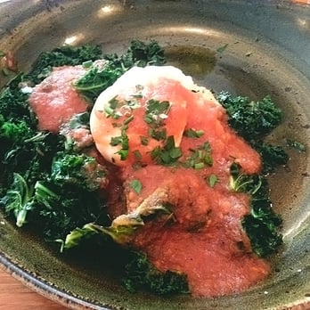 Firefly - Kale and eggs with polenta cake. - New American Near Me - Washington, DC, District of Columbia