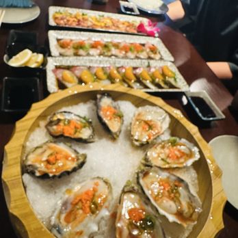 Fuji Sushi & Teppanyaki - Raw oyster with special yummy sauce, sashimi with all different combination of fish. - Sushi Bars Near Me - Aiea, Hawaii Fuji Sushi & Teppanyaki - Raw oyster with special yummy sauce, sashimi with all different combination of fish. - Sushi Bars Near Me - Aiea, Hawaii