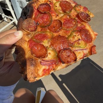 Bobby's Pizza - Pepperoni, jalapeño, onions, and hot honey - Pizza Near Me - San Diego, California