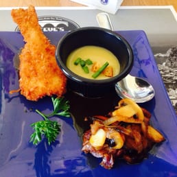 Coconut shrimp, hibachi steak, roasted potato leek soup