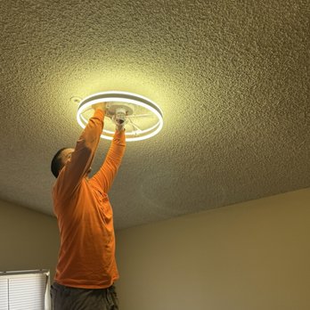 GQ Electric - George installing our fan. - Electricians Near Me GQ Electric - George installing our fan. - Electricians Near Me