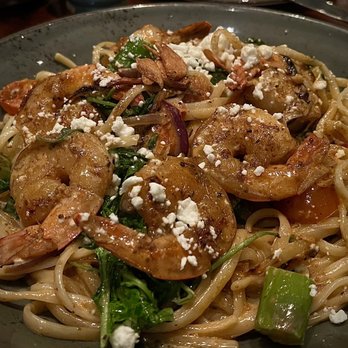 Sage Leaf - Blackened Shrimp Linguini w/ Sauteed Asparagus, Cherry Tomato, Red Onion Arugula, Toasted Garlic, Lemon Cream Sauce, Feta Cheese - New American Near Me - Incline Village, Nevada Sage Leaf - Blackened Shrimp Linguini w/ Sauteed Asparagus, Cherry Tomato, Red Onion Arugula, Toasted Garlic, Lemon Cream Sauce, Feta Cheese - New American Near Me - Incline Village, Nevada