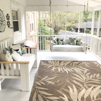 Spindle & Oak - Screened Porch Remodel: Custom Bench and Swing Made From Well-Used Family Crib - General Contractors Near Me Spindle & Oak - Screened Porch Remodel: Custom Bench and Swing Made From Well-Used Family Crib - General Contractors Near Me