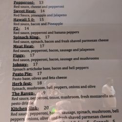 All Fired Up Brick Oven Pizza - Menu with full list of pizzas as of 3/15/24