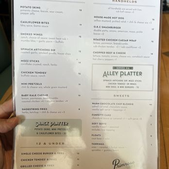 Primrose Lanes - Food menu - Bowling Near Me - Orlando, Florida