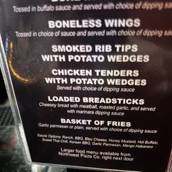 The Tipsy Pine - Bar menu