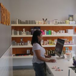 The Ten Spot - Port Credit - Front desk - they have a wall of skincare products