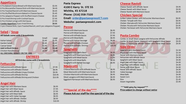 Menu photo 2 Pasta Express Wichita, KS Menu photo 2 Pasta Express Wichita, KS