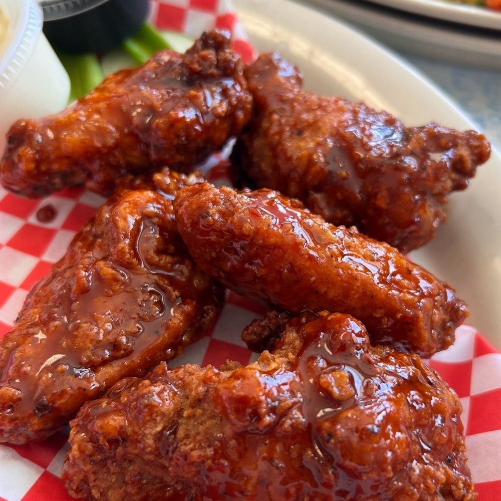 Brooks Burgers - These wings were Korean BBQ- large and crispy! Yum! - Hot Dogs Near Me - Naples, Florida Brooks Burgers - These wings were Korean BBQ- large and crispy! Yum! - Hot Dogs Near Me - Naples, Florida